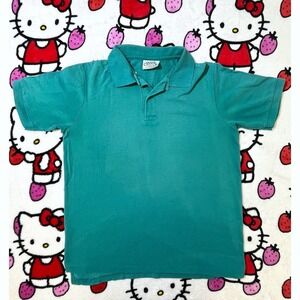 Vintage Crystal Springs Polo Shirt Mens Teal‎ Green Made in USA Short Sleeve